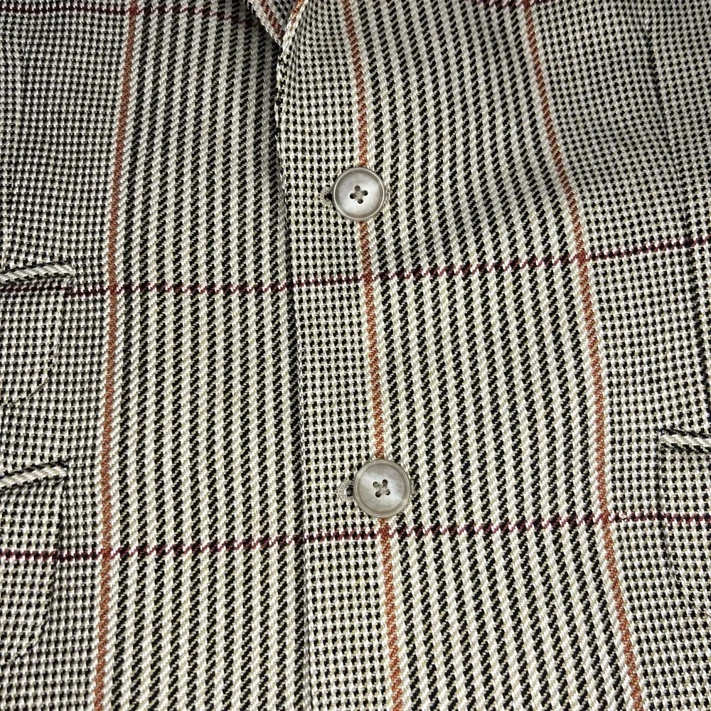Crombie Mens 40 Wool Tweed Blazer Sport Coat Windowpane Glen Plaid Jacket Preppy